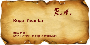 Rupp Avarka névjegykártya